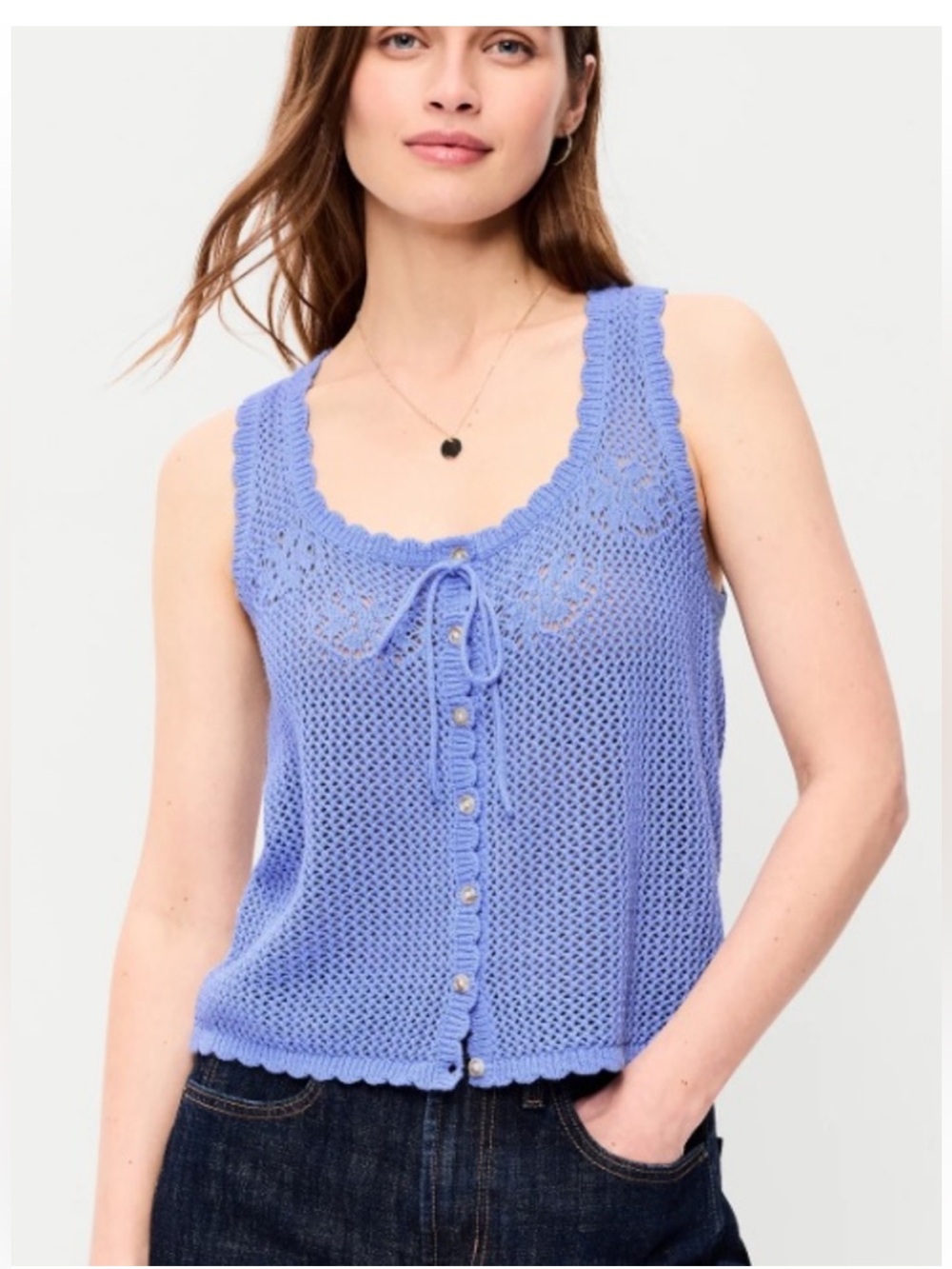 SOLD. Old Navy Sleeveless Seaside Cotton Crochet Tank Top